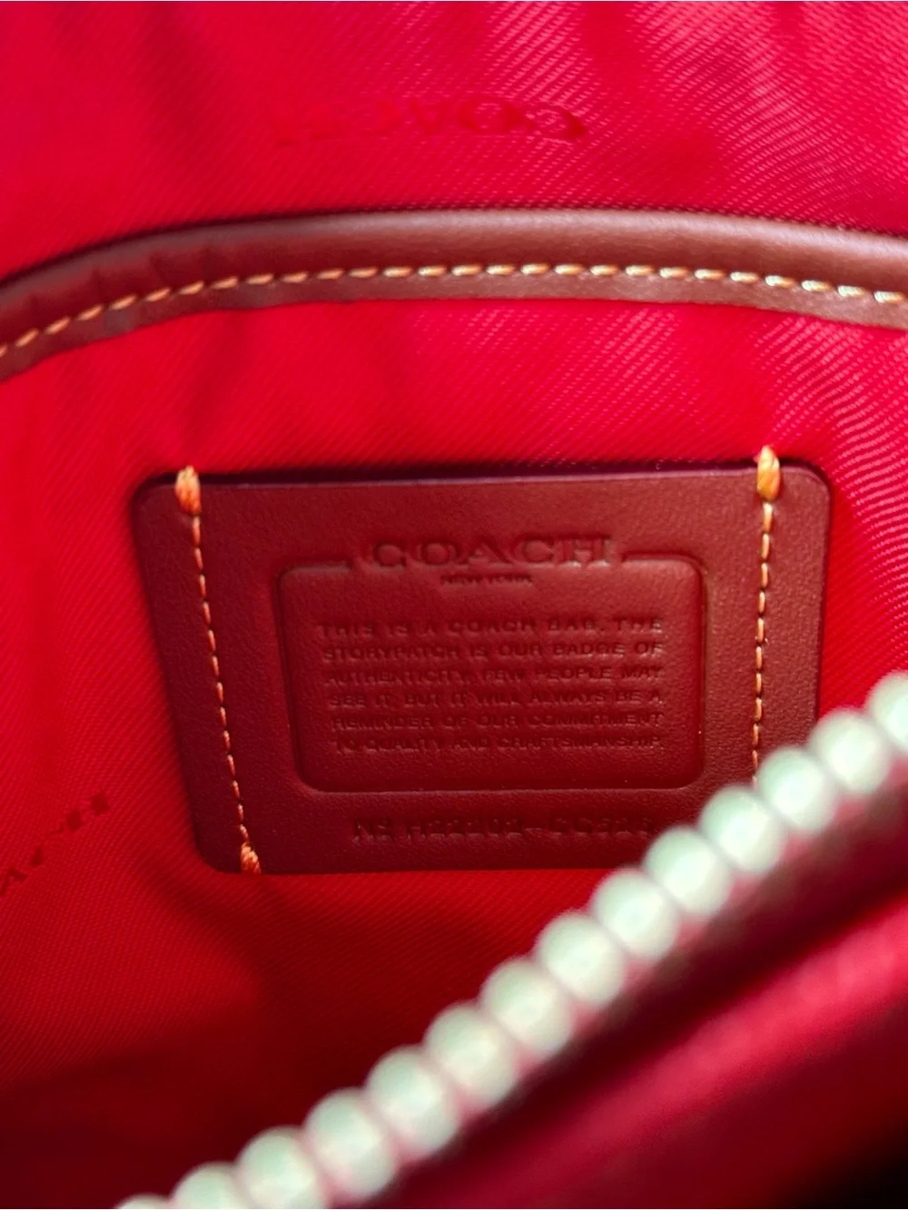 Coach Red Pebbled Leather Crossbody Purse with Gold Hardware